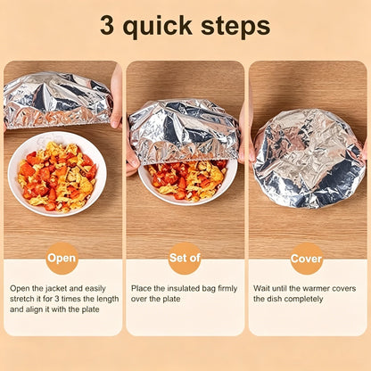 🍽️ Copertura termica in alluminio riutilizzabile — trattiene il calore, lavabile e conserva la freschezza. Essenziale per la cucina! 💞 Oltre 50.000 venduti!