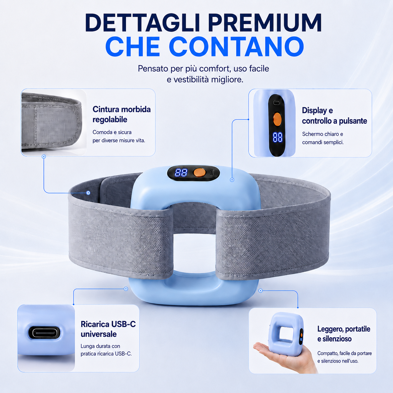 💪🌿 Anello massaggiatore portatile a 5 velocità – Cinghia regolabile, sollievo per i tessuti profondi, alleviamento del dolore muscolare portatile per casa, palestra e viaggi 🌟👑