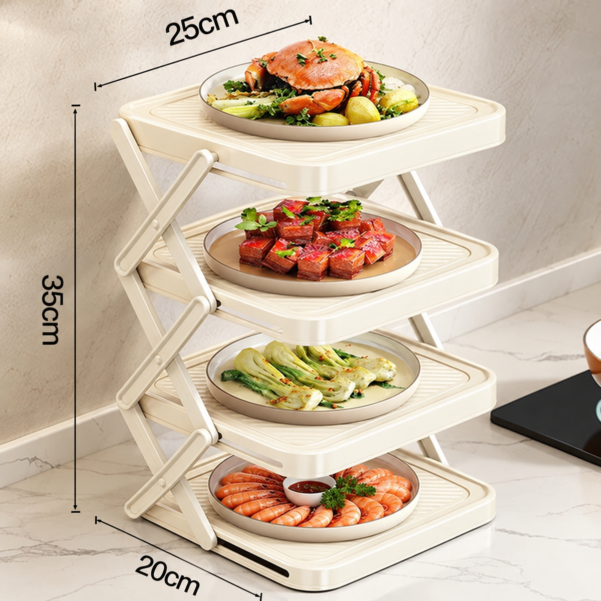 🍽️ SCONTO DEL 50% ORA! 📦 Portapiatti a 4 Ripiani – Pieghevole, Stabile e Ottimizza lo Spazio in Cucina