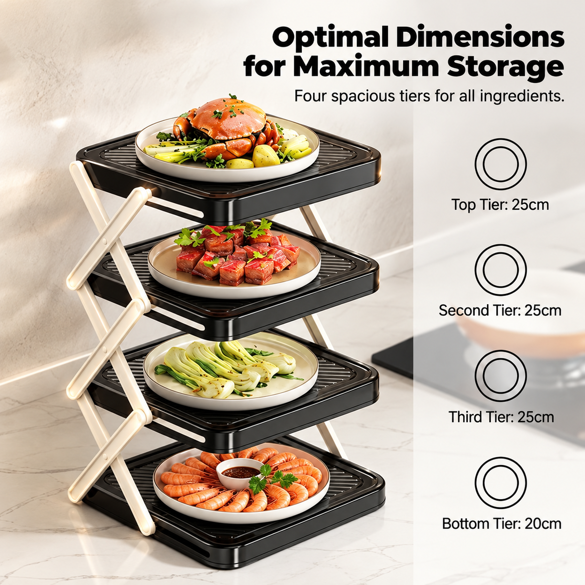 🍽️ SCONTO DEL 50% ORA! 📦 Portapiatti a 4 Ripiani – Pieghevole, Stabile e Ottimizza lo Spazio in Cucina