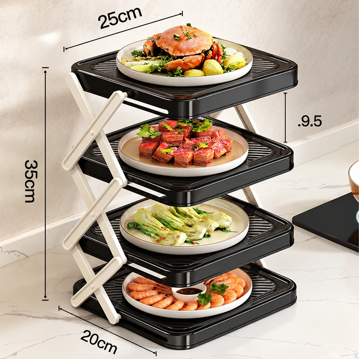🍽️ SCONTO DEL 50% ORA! 📦 Portapiatti a 4 Ripiani – Pieghevole, Stabile e Ottimizza lo Spazio in Cucina