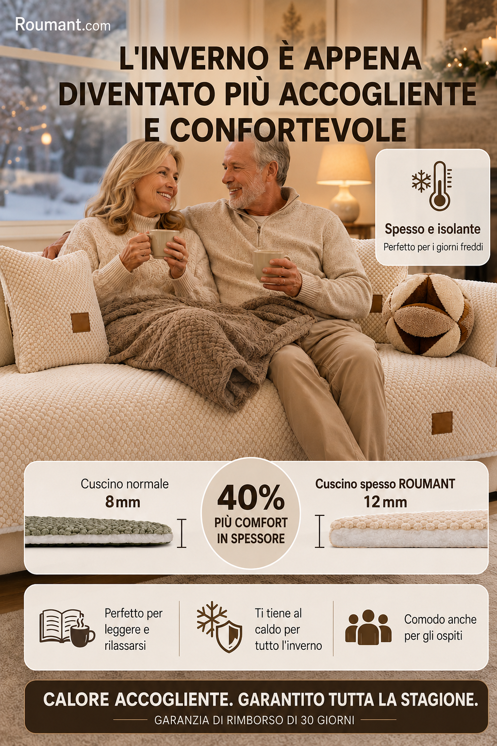 🛋️ Fodera per divano antiscivolo, lavabile e rinforzata