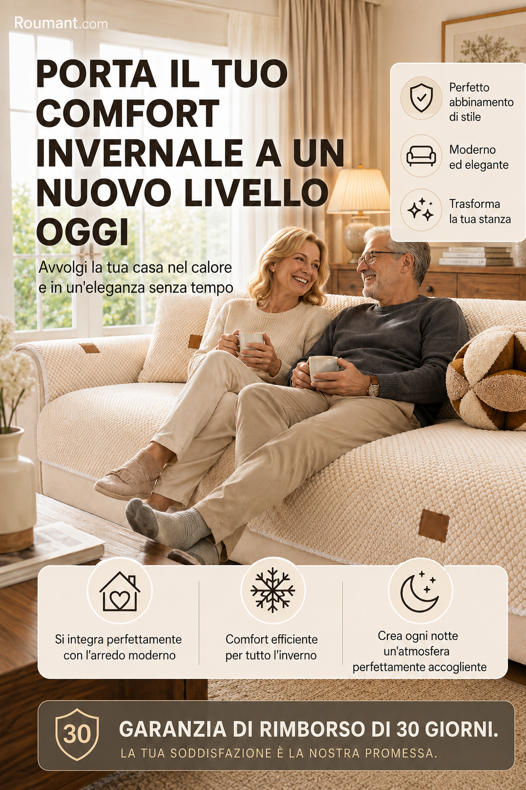 🛋️ Fodera per divano antiscivolo, lavabile e rinforzata
