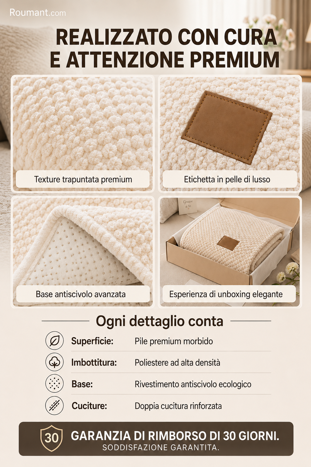 🛋️ Fodera per divano antiscivolo, lavabile e rinforzata