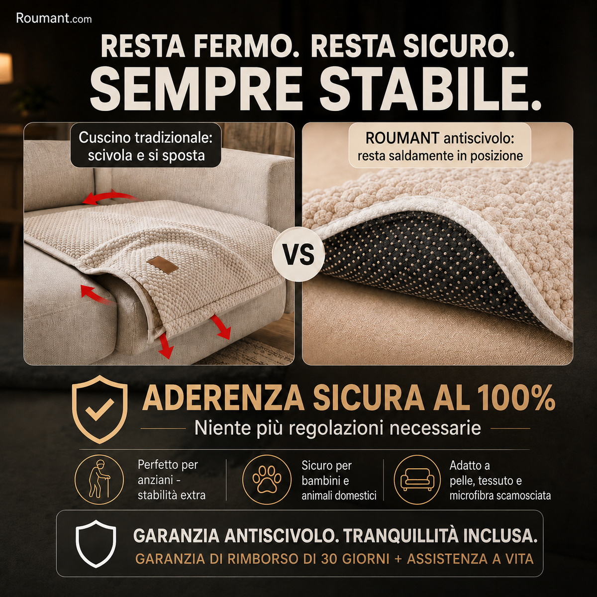 🛋️ Fodera per divano antiscivolo, lavabile e rinforzata