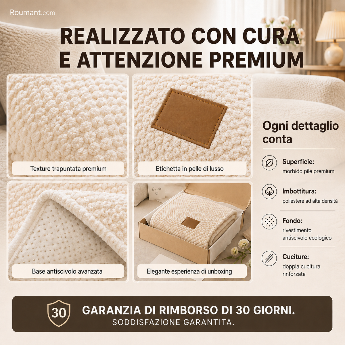 🛋️ Fodera per divano antiscivolo, lavabile e rinforzata