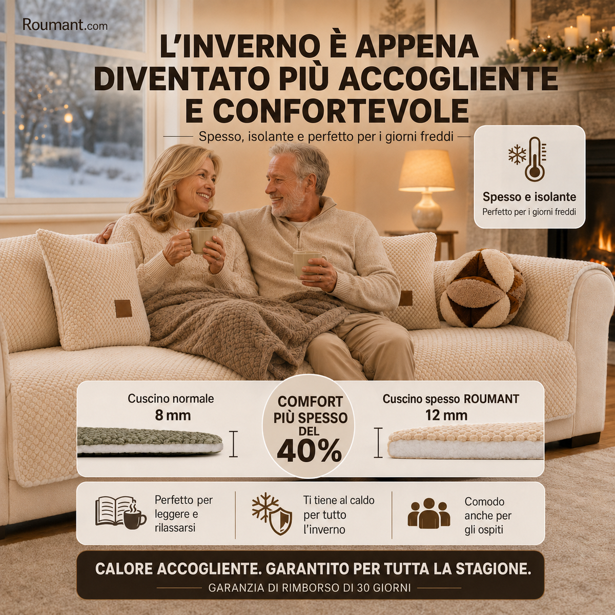 🛋️ Fodera per divano antiscivolo, lavabile e rinforzata