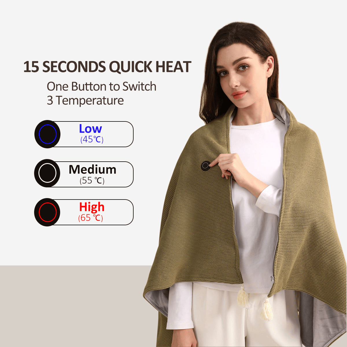 🔥 Saldi di Natale — 50% DI SCONTO!❄️ Resta al Caldo per Tutto l'Inverno — Coperta Scaldante Elettrica Portatile a Scialle