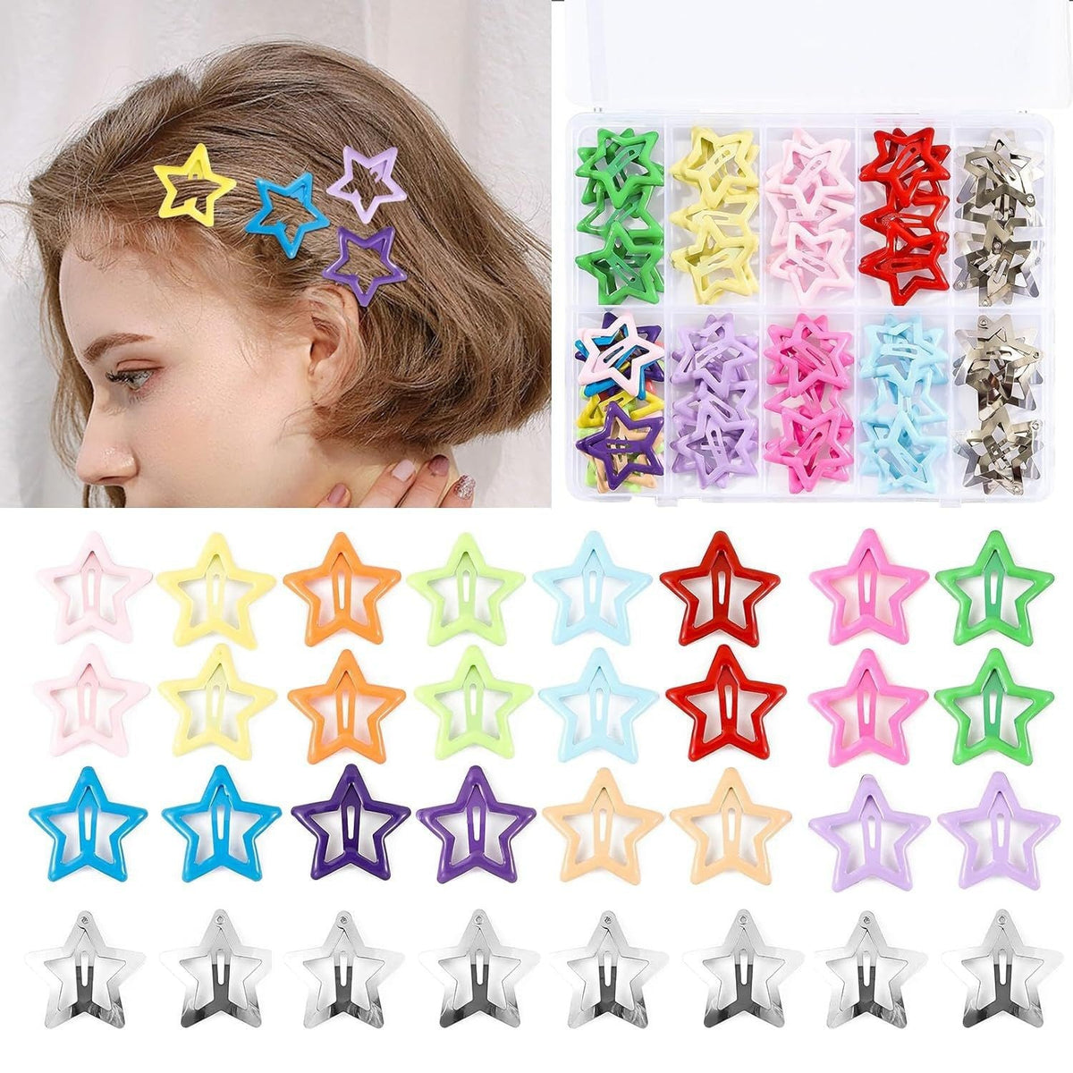 ✨Mollette per capelli a stelle colorate – Accessori per capelli pastello dolci per donne e ragazze🌸