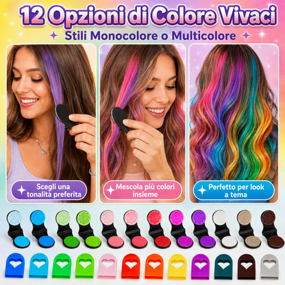 🌈🎨 SCONTO DEL 50%! Set di 12 gessetti temporanei per capelli – Tonalità vivaci per riflessi, ciocche e divertimento a tutto colore. Facile da applicare grazie al fermaglio – si lavano via con lo shampoo! Perfetti per feste, festival e cosplay! 🎉✨