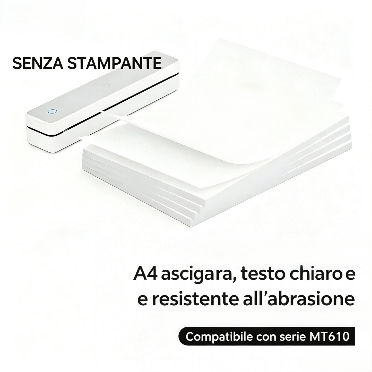 🖨️📱 Stampante Portatile A4 Wireless Bluetooth – Ricarica USB, Carta Termica, Compatibile Windows & Mac, Ideale per Viaggio & Ufficio – Include 200 Fogli 💼✨