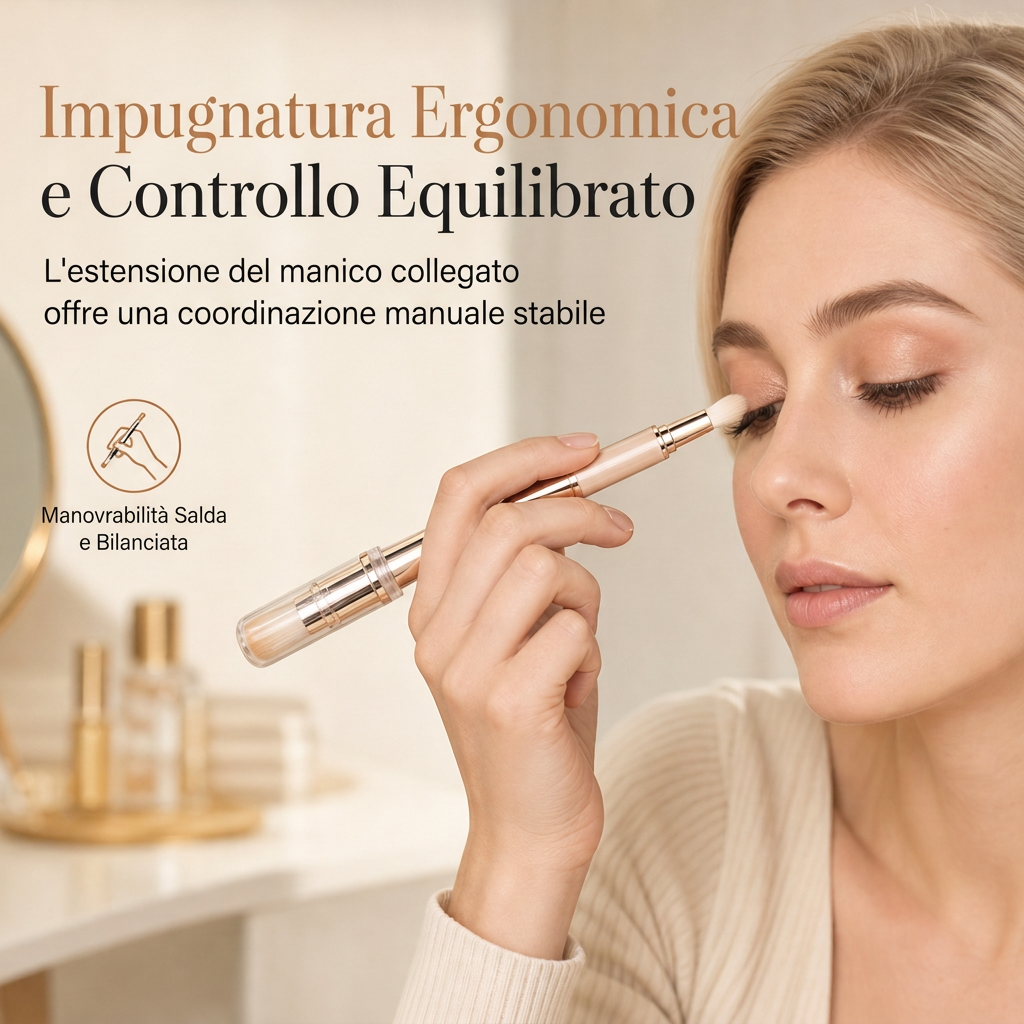 💄 Set Pennelli Trucco da Viaggio Retrattile 5 in 1 & 6 in 1 ✨ | Capsula Antipolvere con Pennello Cipria, Fard & Occhi 👝 | Setole Morbide ad Incastro per Borsa e Ritocchi 🌸