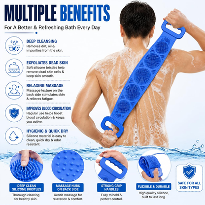 🧼Spazzola per lavare la schiena in silicone, doppio lato, esfoliante per il corpo con setole morbide in silicone