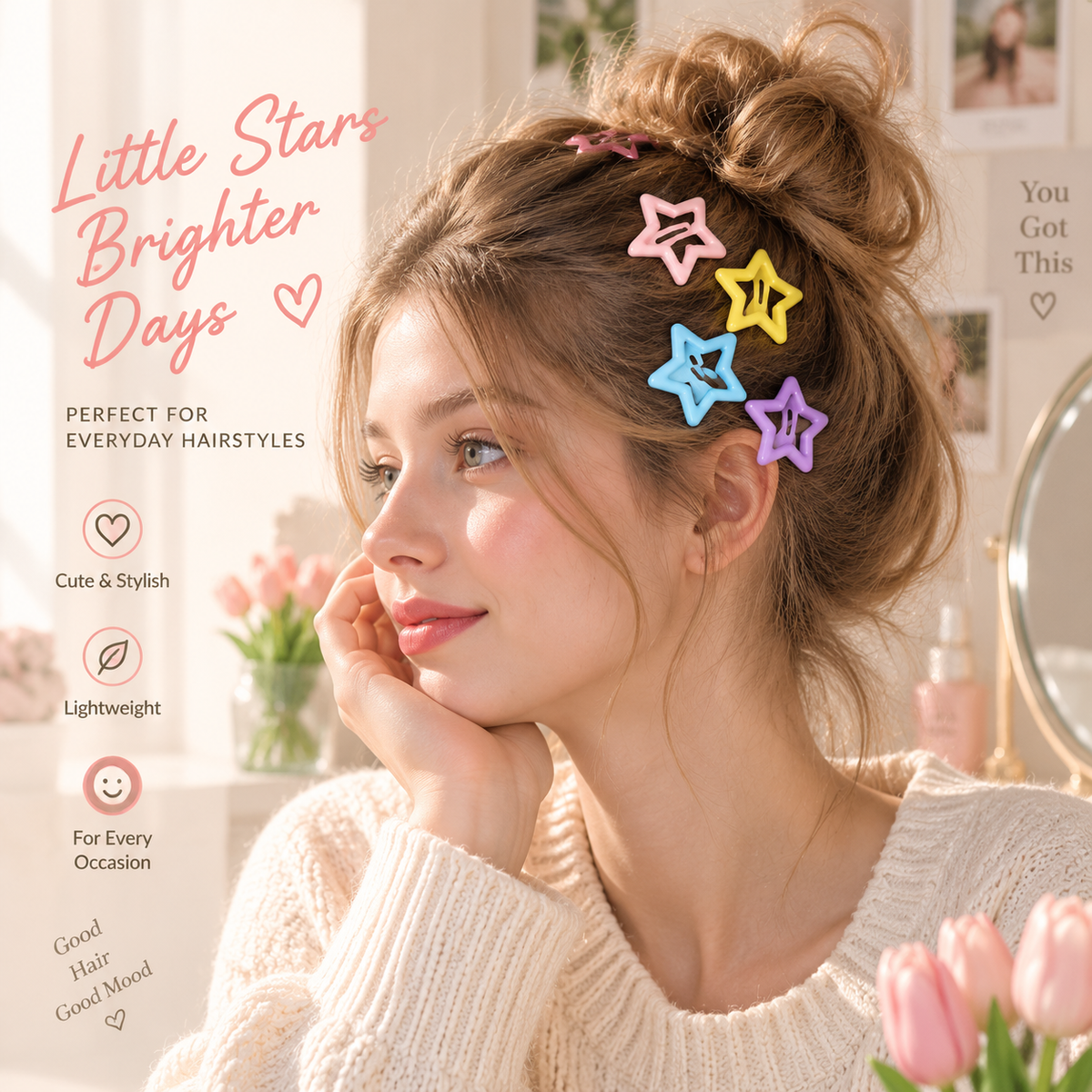 ✨Mollette per capelli a stelle colorate – Accessori per capelli pastello dolci per donne e ragazze🌸