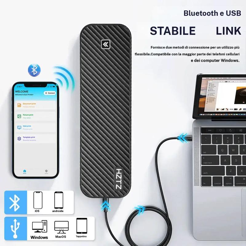 🖨️📱 Stampante Portatile A4 Wireless Bluetooth – Ricarica USB, Carta Termica, Compatibile Windows & Mac, Ideale per Viaggio & Ufficio – Include 200 Fogli 💼✨
