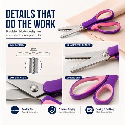 🔥SALDI CALDI 50% DI SCONTO🎁✂️ Forbici a zig‑zag – Acciaio inox, manici ergonomici imbottiti – Perfette per cucito, trapunte e scrapbooking! 🧵💨