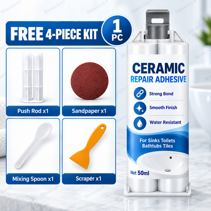✨ Dai una seconda vita alle superfici danneggiate! 🛠️ Composto riparatore ceramico da 80g per WC, lavandini, vasche, piastrelle e marmo 🚽🚰🛁