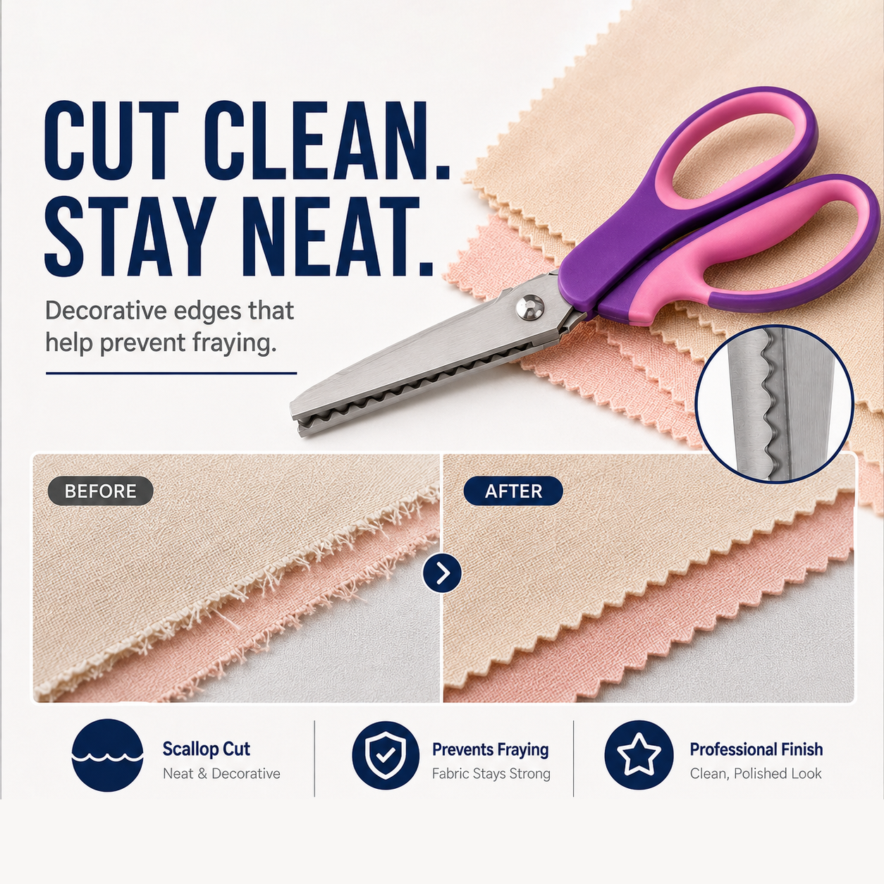 🔥SALDI CALDI 50% DI SCONTO🎁✂️ Forbici a zig‑zag – Acciaio inox, manici ergonomici imbottiti – Perfette per cucito, trapunte e scrapbooking! 🧵💨