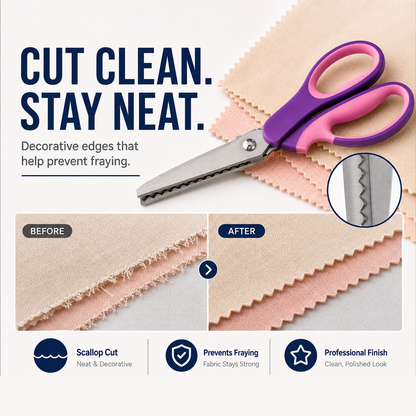 🔥SALDI CALDI 50% DI SCONTO🎁✂️ Forbici a zig‑zag – Acciaio inox, manici ergonomici imbottiti – Perfette per cucito, trapunte e scrapbooking! 🧵💨