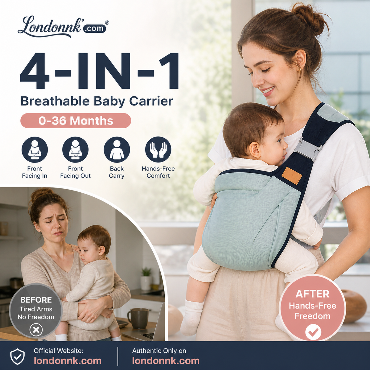 🎉 Offerta 2026 — Oltre 30.000 venduti! 👶 Marsupio 4‑in‑1 con ottima circolazione dell’aria – 0‑36 mesi, utilizzo frontale, posteriore, viso verso l’interno e verso l’esterno – comfort mani libere sia per genitori che per il bambino! ✨
