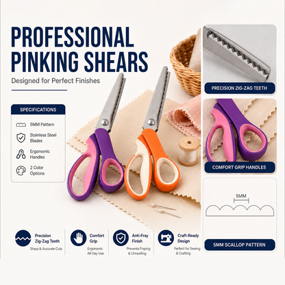 🔥SALDI CALDI 50% DI SCONTO🎁✂️ Forbici a zig‑zag – Acciaio inox, manici ergonomici imbottiti – Perfette per cucito, trapunte e scrapbooking! 🧵💨