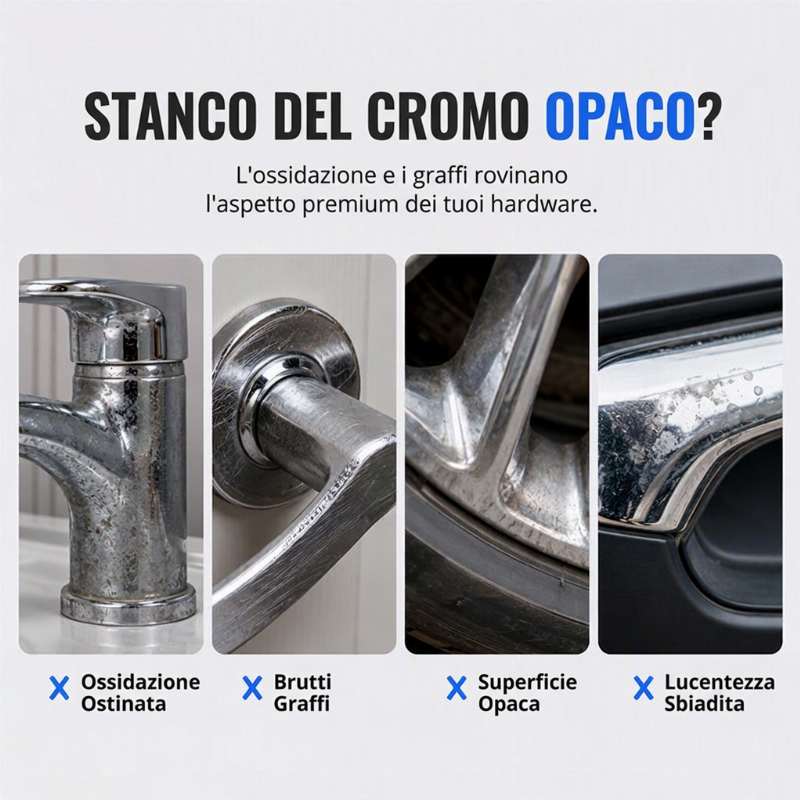 🥳 OFFERTA SPECIALES 2026 ✨🚗 Kit di Restauro per Cromo – Rimuove l'Ossidazione e Ripristina la Finitura Metallica Lucida | Qualità Premium
