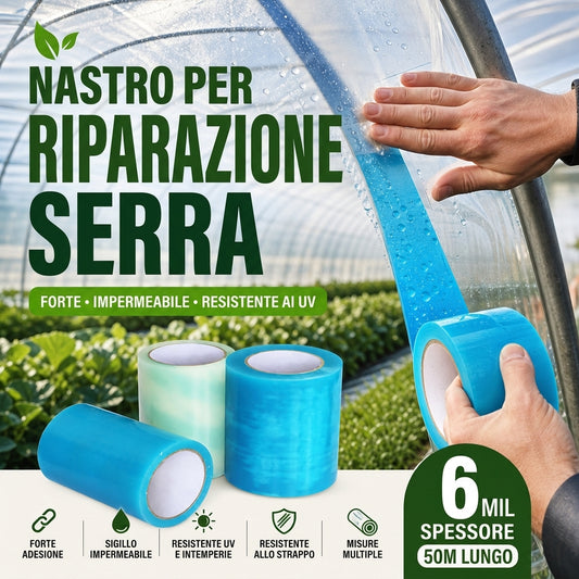 Nastro per Riparare Teli da Serra 🌿🩹 | Film in PE Adesivo per Strappi e Giunzioni | Rotolo da 50 m, Larghezze 5–30 cm