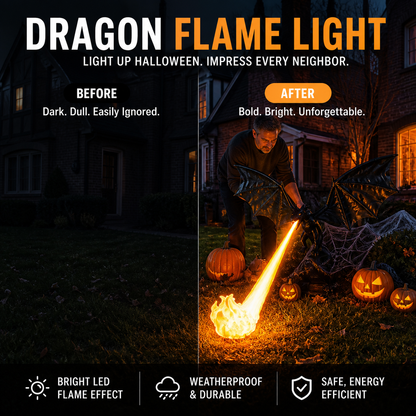 🐉🔥 Decorazione con fiamme di drago – Un must‑have per le tue decorazioni di Halloween, l’effetto fiamma realistico che trasforma il tuo ingresso o soggiorno in un nascondiglio fantastico, per una festa indimenticabile 🎃🌙