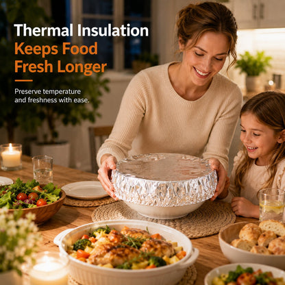 🍽️ Copertura termica in alluminio riutilizzabile — trattiene il calore, lavabile e conserva la freschezza. Essenziale per la cucina! 💞 Oltre 50.000 venduti!