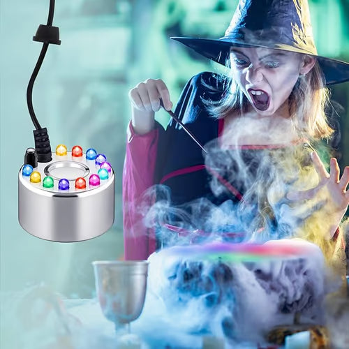💨 ORA 50% DI SCONTO! ⚡ Macchina per nebbia a ultrasuoni con 12 LED – Produce nebbia fresca e luci colorate – Ideale per umidificatori, fontane o decorazioni di Halloween – Funziona silenziosamente sott'acqua 💧✨