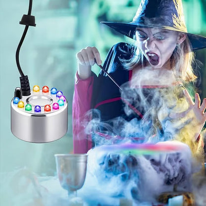 💨 ORA 50% DI SCONTO! ⚡ Macchina per nebbia a ultrasuoni con 12 LED – Produce nebbia fresca e luci colorate – Ideale per umidificatori, fontane o decorazioni di Halloween – Funziona silenziosamente sott'acqua 💧✨