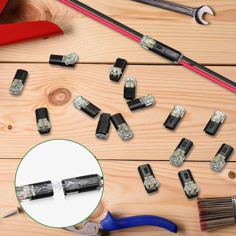 Two-wire plug connector with locking tab
