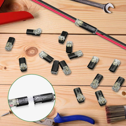 Two-wire plug connector with locking tab