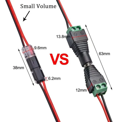 Two-wire plug connector with locking tab