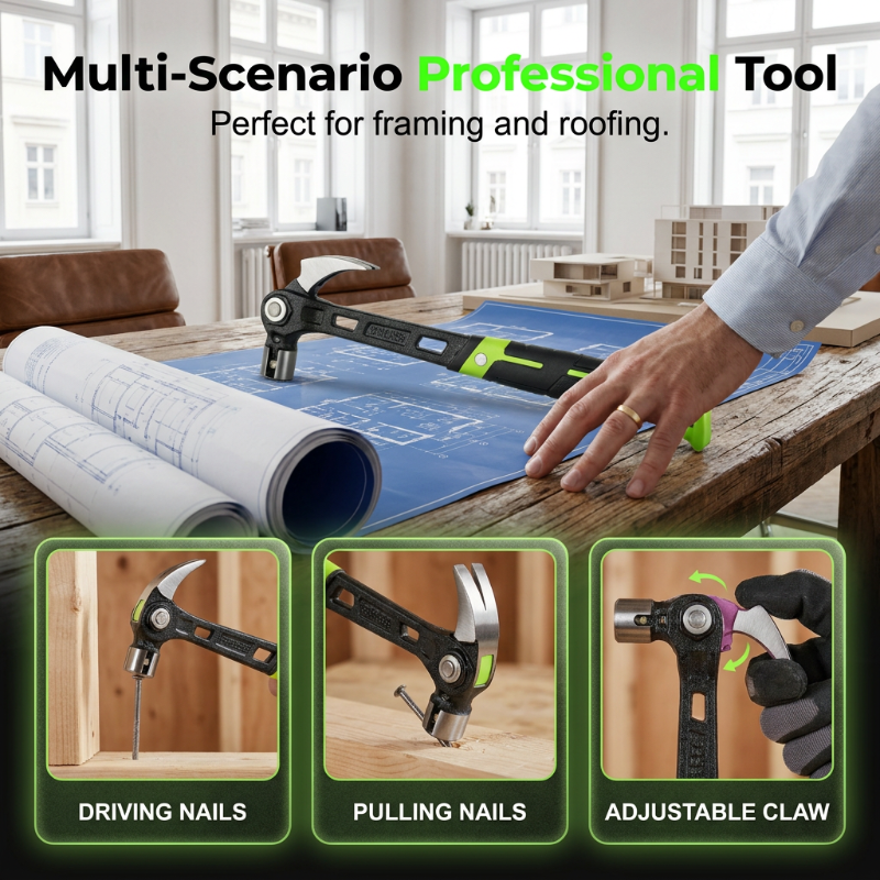 🔨🏗️ Martello a graffio multiuso per impieghi gravosi – Qualità professionale e trattato termicamente – Impugnatura antiscivolo, ideale per montaggi, demolizioni o lavori fai‑da‑te – Resistente ed equilibrato 🛠️