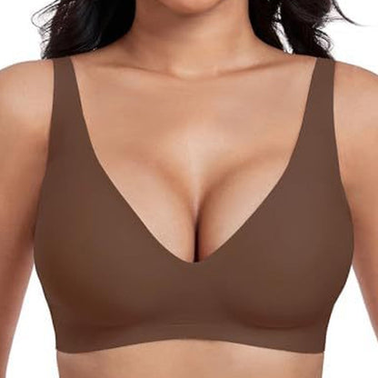 💕 Jelly Wireless Womens Comfortable Wireless Bras Push Up Bra Seamless Tshirts Bras Deep V Everyday Bras