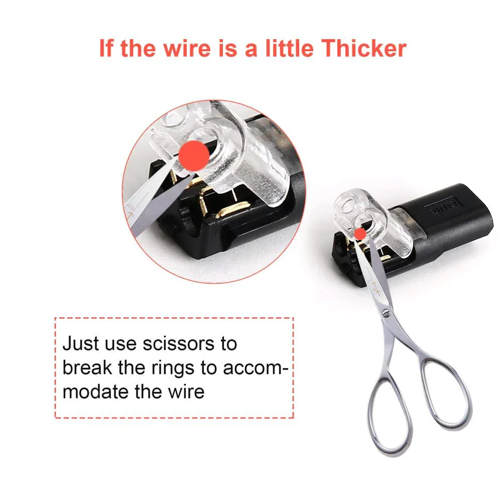 Two-wire plug connector with locking tab
