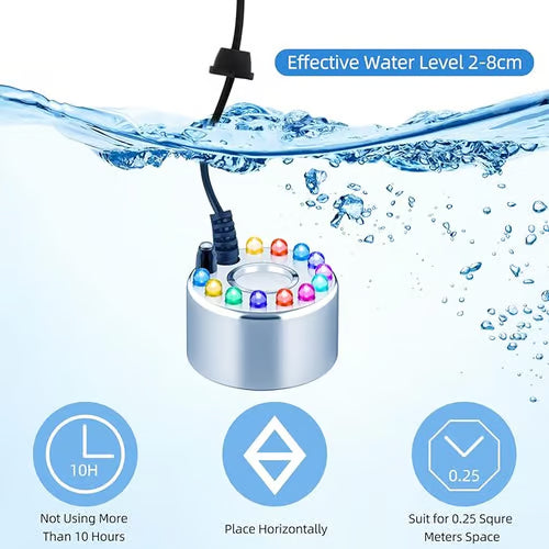 💨 ORA 50% DI SCONTO! ⚡ Macchina per nebbia a ultrasuoni con 12 LED – Produce nebbia fresca e luci colorate – Ideale per umidificatori, fontane o decorazioni di Halloween – Funziona silenziosamente sott'acqua 💧✨