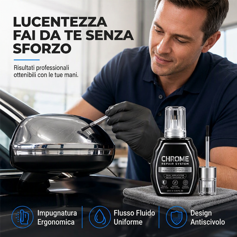 🥳 OFFERTA SPECIALES 2026 ✨🚗 Kit di Restauro per Cromo – Rimuove l'Ossidazione e Ripristina la Finitura Metallica Lucida | Qualità Premium