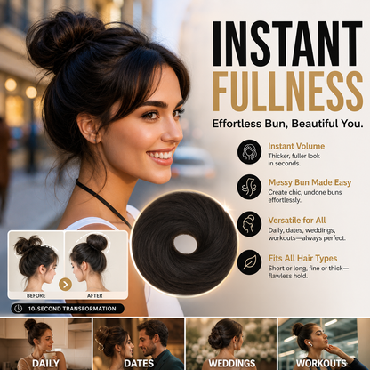 🎀 Extension per Chignon con Elastico – Ingrandisce il Chignon & Aggiunge Volume in Secondi | Effetto Naturale | Senza Clip | Fibra Sintetica | 7 Tonalità ✨