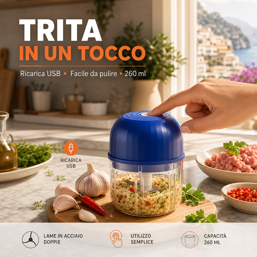 ⏳🍹 🎁Novità 2026: SCONTO DEL 50%💥Mini robot da cucina multifunzionale senza fili, tritatutto da cucina portatile e wireless per carne macinata, aglio e puree per bambini, aiutante in cucina per una preparazione veloce dei cibi