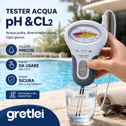 🔬💧 Tester pH & Cl2 Cloro – 50% SCONTO! Misurazione precisa di pH e Cloro in piscina – semplice, veloce, affidabile. 🔥🏊