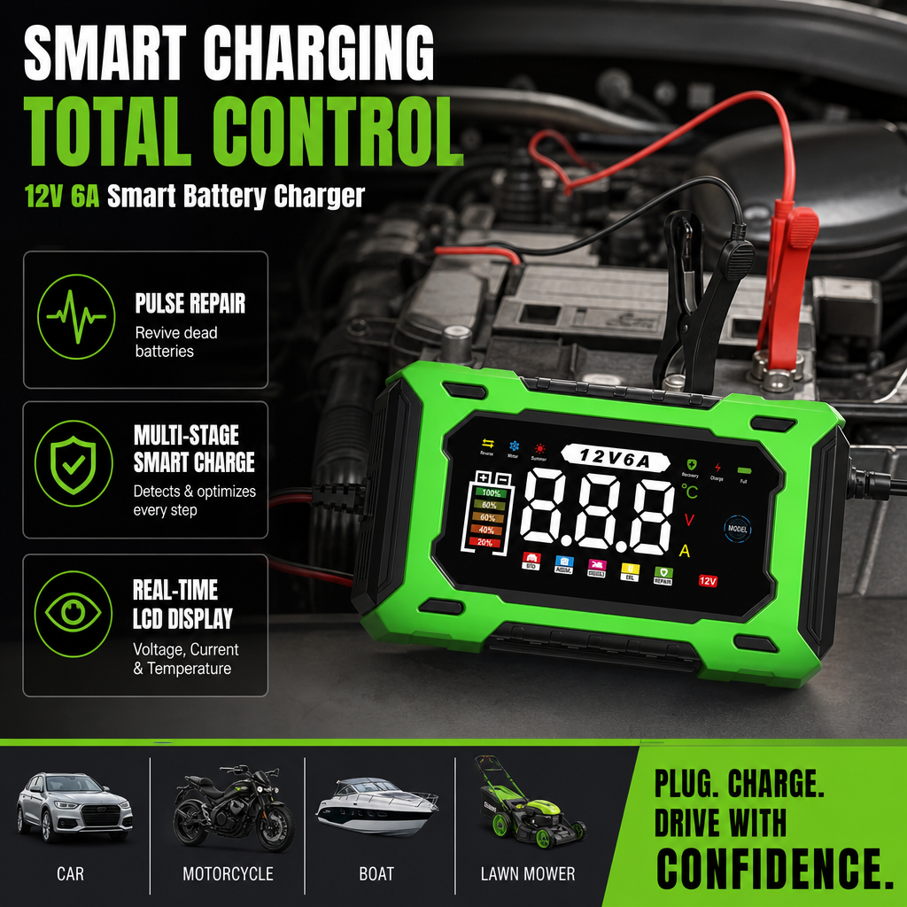 ⏰🔥OFFERTA VALIDA PER POCO TEMPO – 50% DI SCONTO! ⚡ Caricabatteria intelligente per auto 12 V 6 A con regolazione a impulsi – carica velocemente e in sicurezza, prolunga la durata della batteria! 🚗🔋