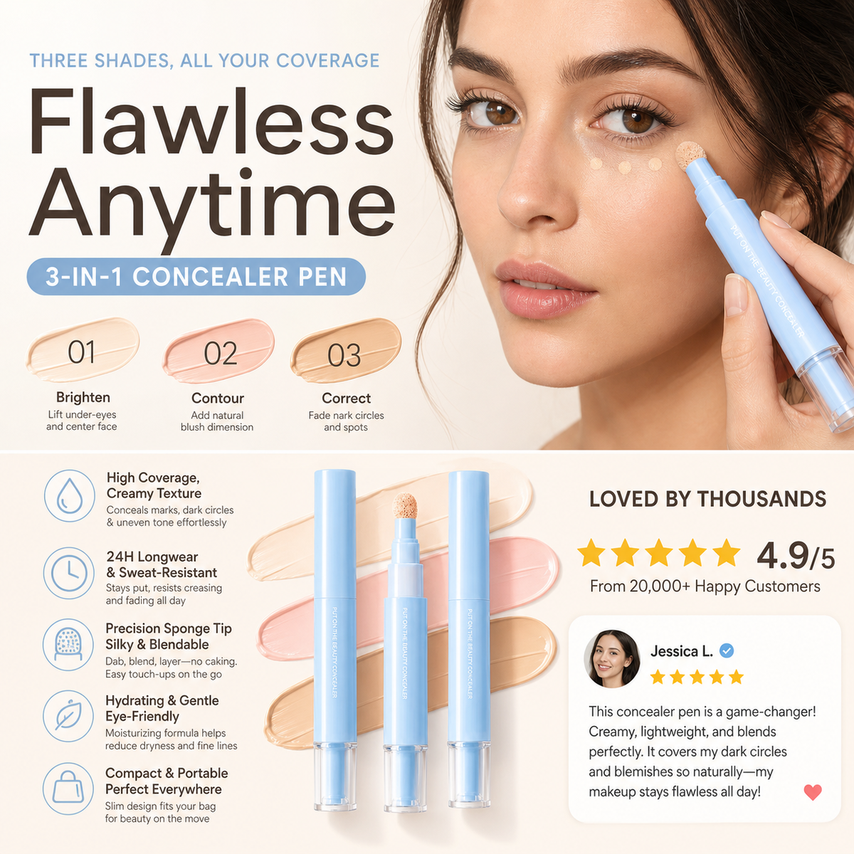 💄 COMPRA 1 RICEVI 1 GRATIS! ✨ Correttore e Fondotinta a Doppio Effetto – Coprenza Totale, Lunga Durata 💫