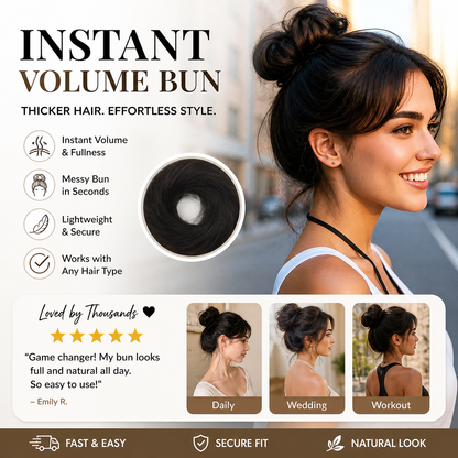 🎀 Extension per Chignon con Elastico – Ingrandisce il Chignon & Aggiunge Volume in Secondi | Effetto Naturale | Senza Clip | Fibra Sintetica | 7 Tonalità ✨