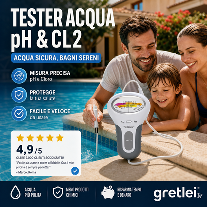 🔬💧 Tester pH & Cl2 Cloro – 50% SCONTO! Misurazione precisa di pH e Cloro in piscina – semplice, veloce, affidabile. 🔥🏊