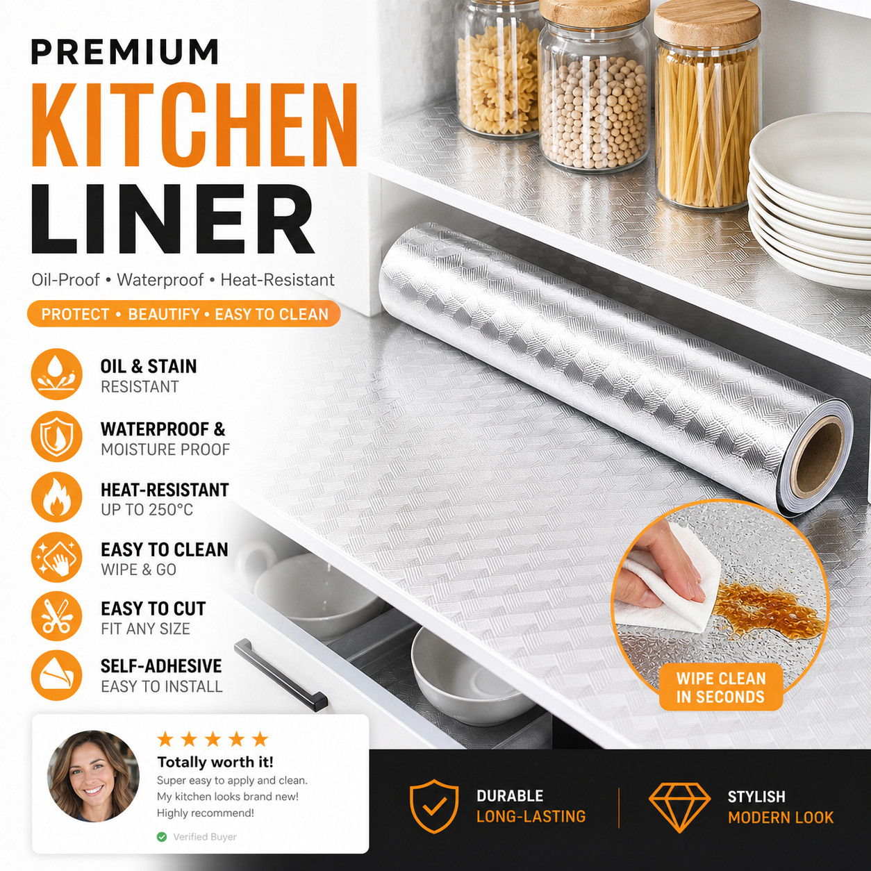 🥳OFFERTA SPECIALE🥳💞Oltre 49.000 venduti! Adesivo per cucina Impermeabile, resistente all’olio e facile da tagliare. Proteggi e decora la tua cucina – acquistalo subito! ✅