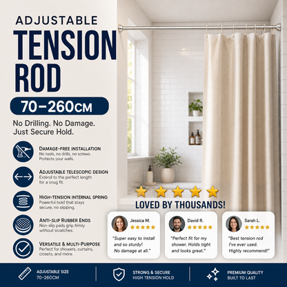 🥳SUPER OFFERTA 2026🥳💞50K+ VENDUTI!🔧✨ SCONTO 50%! Asta Telescopica Regolabile Senza Foratura – Installazione senza danni, nessun attrezzo necessario. Forte tensione a molla & estremità in gomma antiscivolo – regge tende, vestiti e altro! 🏠💪