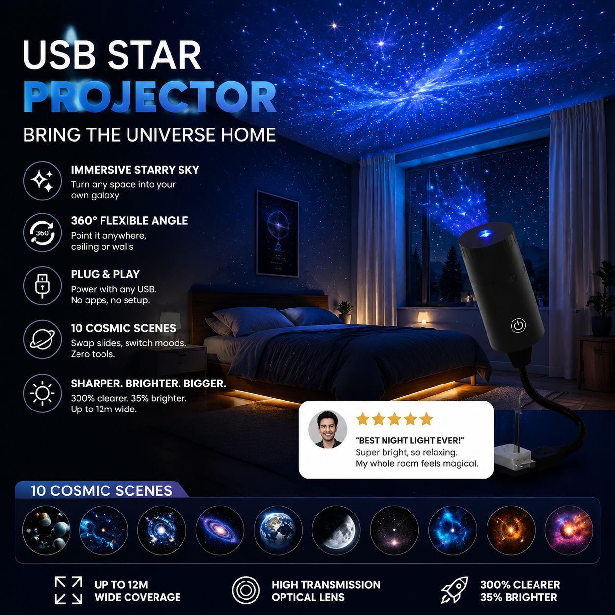 ✨ Proiettore di stelle HD Plug-and-Play🥳Oltre 50.000 utenti soddisfatti