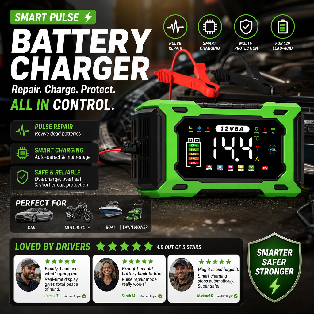 ⏰🔥OFFERTA VALIDA PER POCO TEMPO – 50% DI SCONTO! ⚡ Caricabatteria intelligente per auto 12 V 6 A con regolazione a impulsi – carica velocemente e in sicurezza, prolunga la durata della batteria! 🚗🔋